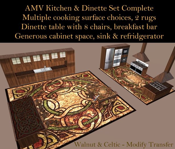 AMV Kitchen & Dinette Set Black & Red Complete