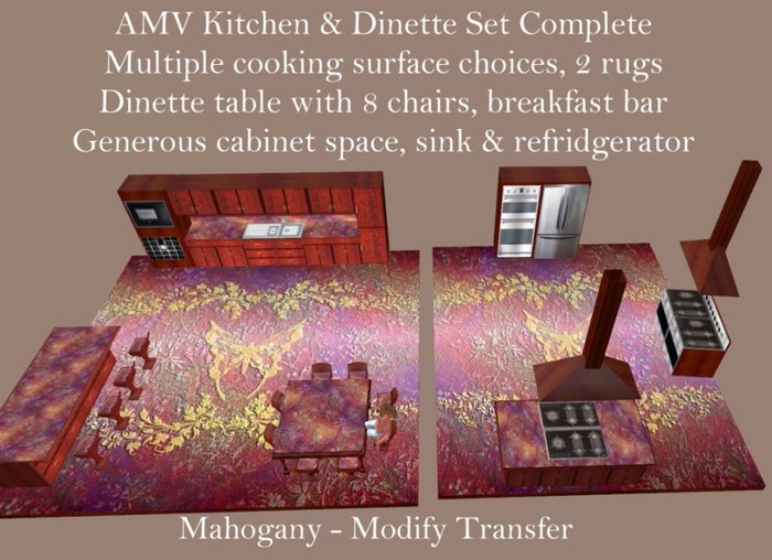 AMV Kitchen & Dinette Set Black & Red Complete