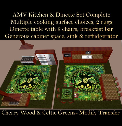 AMV Kitchen & Dinette Set Cherry Celtic Complete