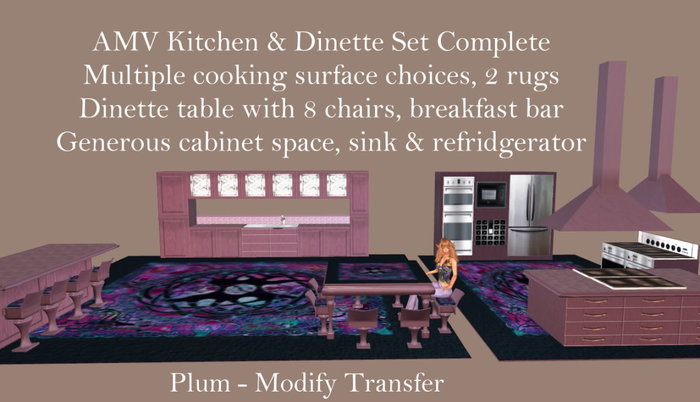 AMV Kitchen & Dinette Set Black & Red Complete