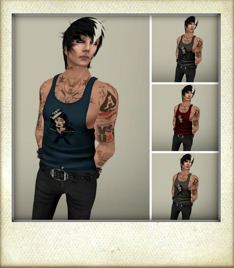 PunkD Mens  Navy Gal Tank
