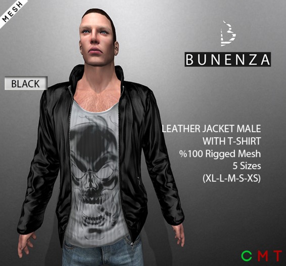 BUNENZA Leather jacket biker mc BLACK