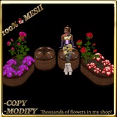 LW_ Mesh Rose Tree with Caladium Planters with 2 Sits - Set 1