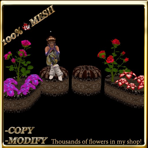 LW_ Mesh Rose Tree with Caladium Planters with 2 Sits - Set 2