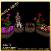 LW_ Mesh Rose Tree with Caladium Planters with 2 Sits - Set 2