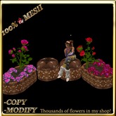 LW_ Mesh Rose Tree with Caladium Planters with 2 Sits - Set 3