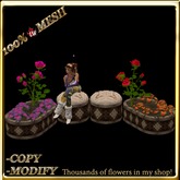 LW_ Mesh Rose Tree with Caladium Planters with 2 Sits - Set 4