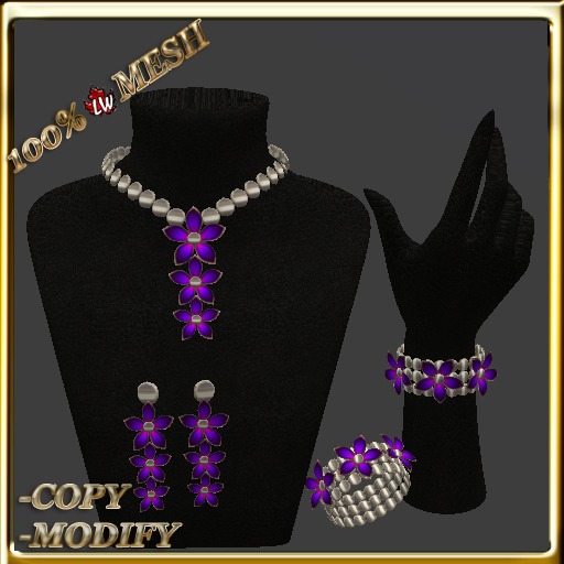 LW_ Boxed Mesh Lily Jewelry Set - Black Red
