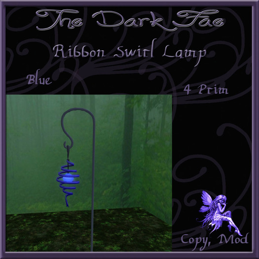 The Dark Fae's  Ribbon Swirl Lamp Blue