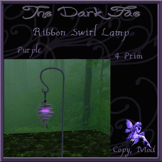 The Dark Fae's  Ribbon Swirl Lamp Purple