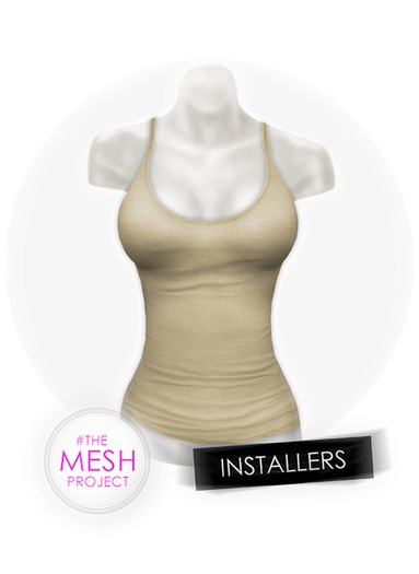 #TheMeshProject - Sheer Ribbed Tank (Beige)
