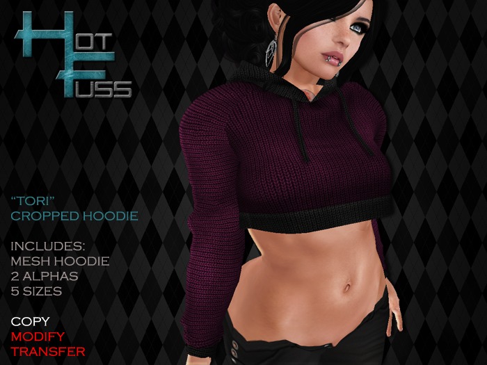 Hot Fuss - "Tori" cropped hoodie - Purple