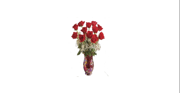 Red Roses in Mosaic vase