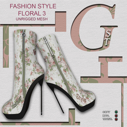 G.S.T. FASHION STYLE FLORAL 3 BOOTS DEMO (unrigged mesh)