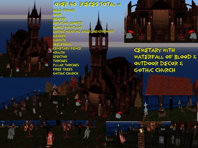 Cemetary & waterfall of Blood w/ Gothic Church 