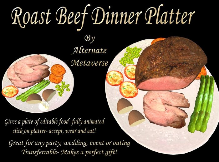 Roast Beef Platter- Click For Plate-Alternate Metaverse Foods