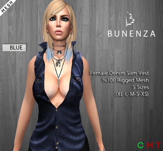 BUNENZA FemaleDenim Slim Shirt/Vest Mesh Blue
