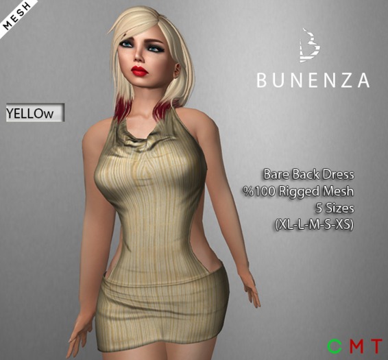 BUNENZA Bare Back Dress Yellow