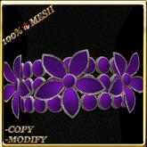 LW_ 3 Lilies Mesh Bracelet Left Wrist - Purple