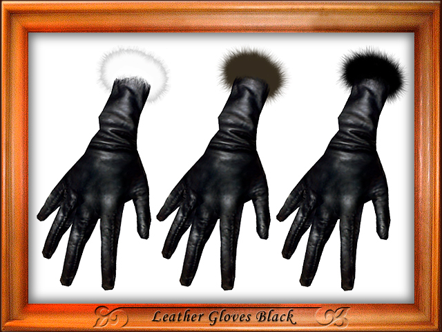 Leather Gloves Black & Fur