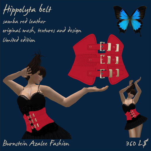 Hippolyta belt -- samba red leather