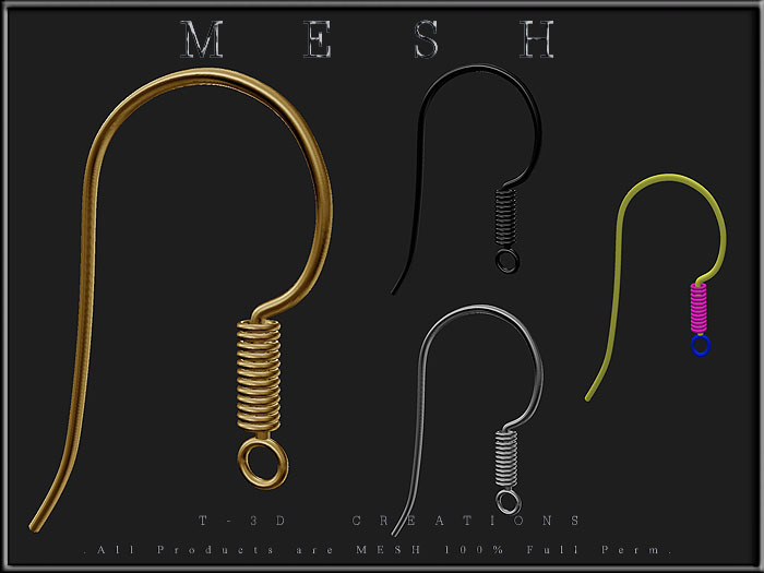 T-3D Creations [ Piercing Earring No.4 ] Micro MESH - Full Perm -