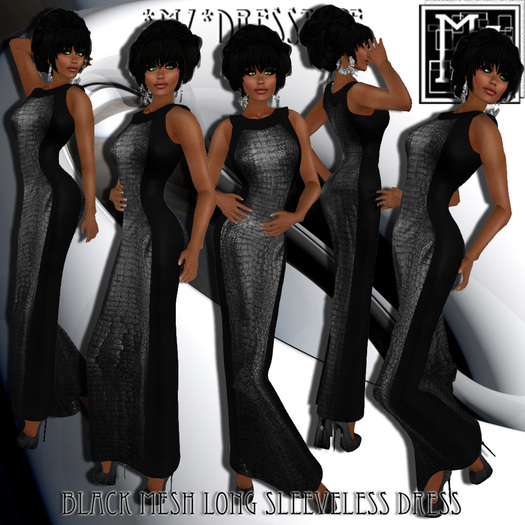*MZ* Black Mesh Long Sleeveless Dress