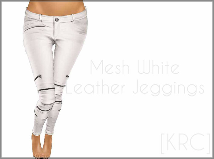 [KRC] White Mesh Leather Jeggings