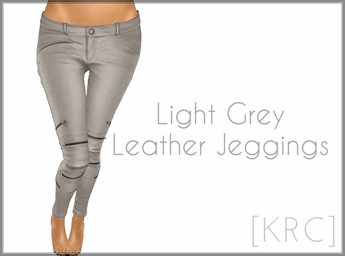 [KRC] Light Grey Mesh Leather Jeggings