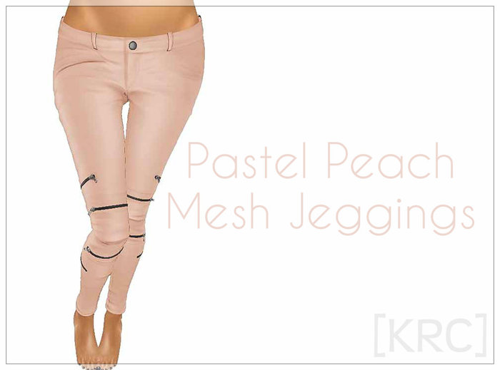 [KRC] Pastel Peach Mesh Leather Jeggings