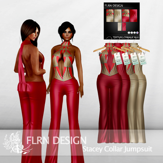 Stacey Collar Jumpsuit Red&LightBrown