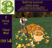 Golden Maple Leaves Bushel, Rake and Pile .1