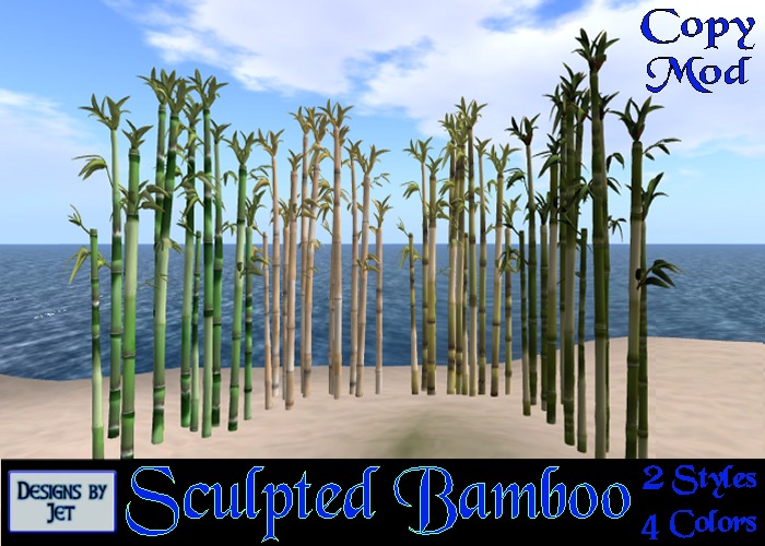 Second Life Marketplace Sculpted Bamboo 2 Styles 4 Colors