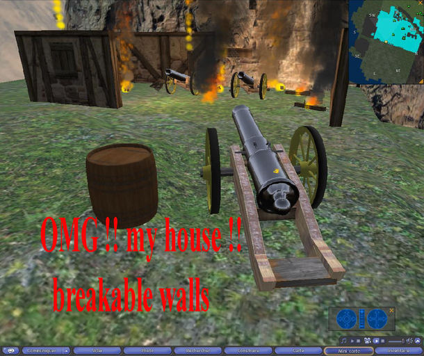 Real canon and script for explosive target/ wall