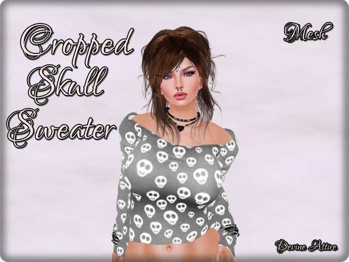 {DA} Cropped Skull Sweater