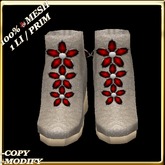 LW_ Boxed Mesh Boots with 3 Lilies - Suede Platinum