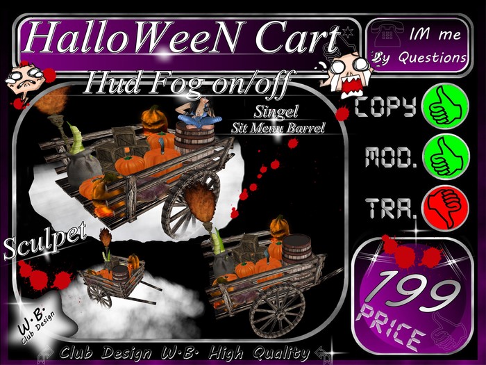 ** Halloween Cart * & * Hud Fog on/off * Sit Menu Barrel *