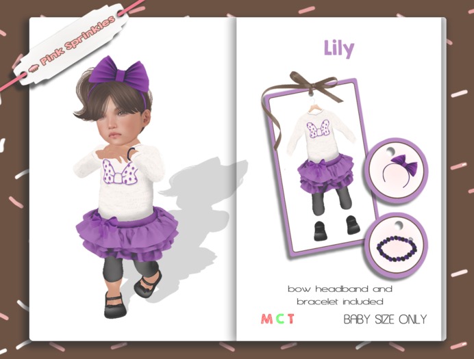 Pink Sprinkles - Lily *Purple* (outfit for a Toddleedoo BABY)