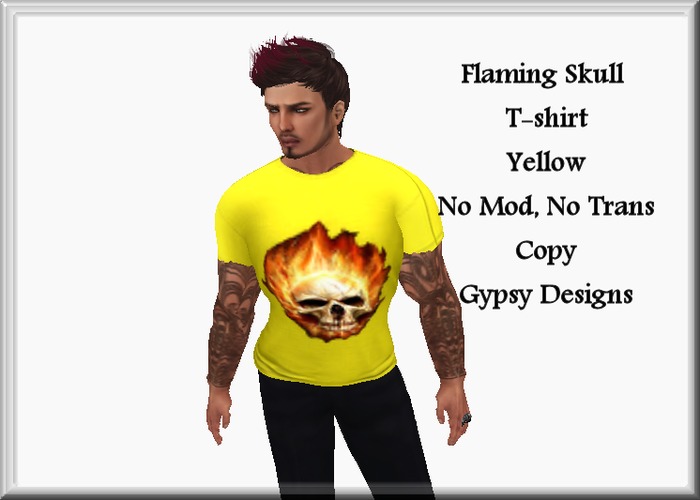 Flaming Skull T-Shirt(Yellow)