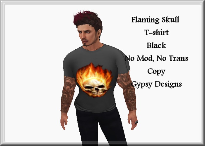 Flaming Skull T-Shirt(Black)