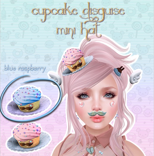 RETIRED: Cupcake Disguise Mini Hat - Blue Raspberry by Sweet Thing.<3 (Free gift)