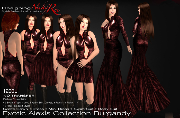 *DNR* Exotic Alexis Collection Burgandy