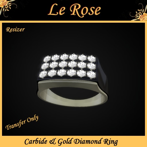 Men's Carbide & Gold Diamond Ring Gift Boxed