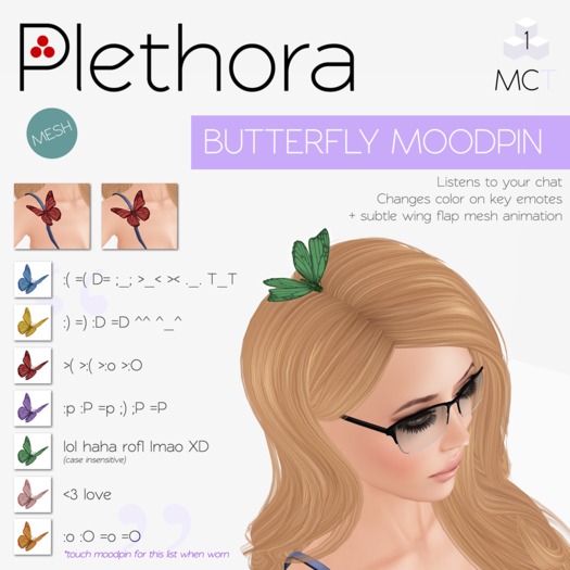 Plethora - Butterfly Moodpin