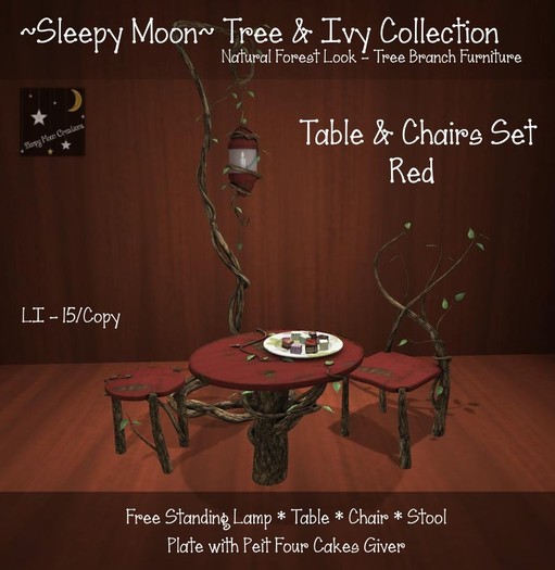 ~Sleepy Moon~ Tree & Ivy - Table, Chairs & Lamp Pack ORANGE