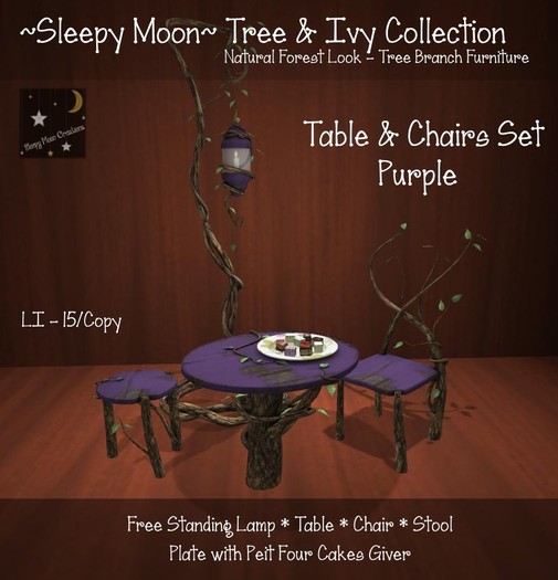 ~Sleepy Moon~ Tree & Ivy - Table, Chairs & Lamp Pack ORANGE