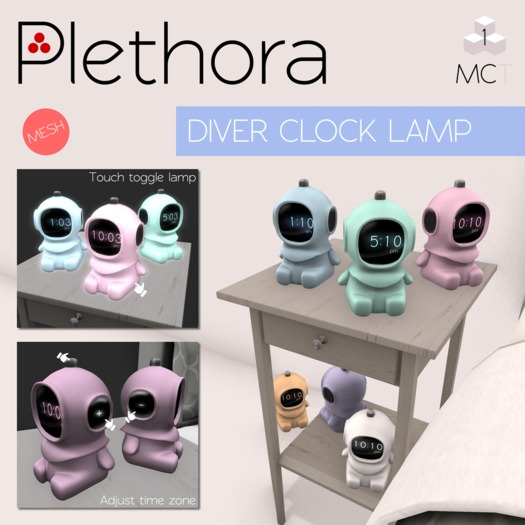 Plethora - Diver Clock Lamp - White