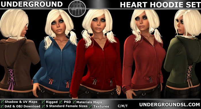 [UG MESH] HEART HOODIE SET