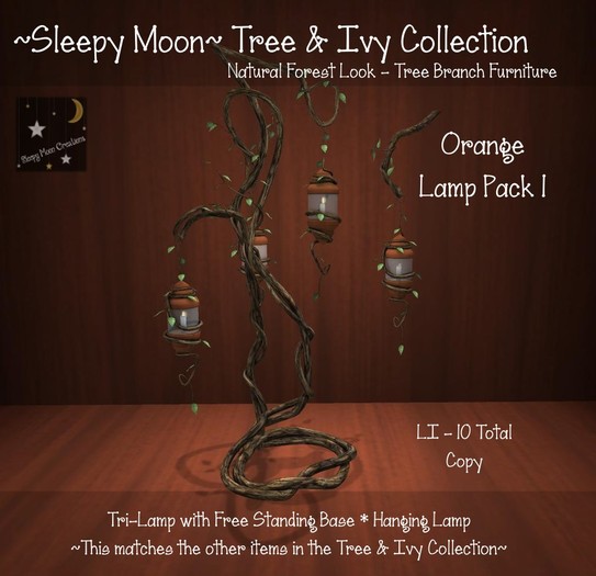 ~Sleepy Moon~ Tree & Ivy Collection - Lamp Pack 1 ORANGE