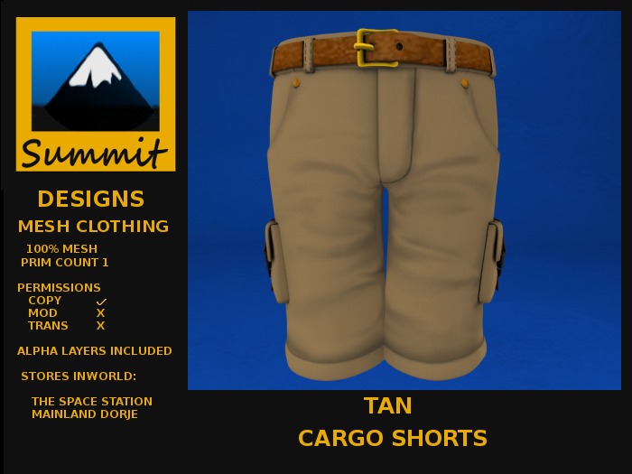 Summit Cargo Short Tan  [Classic, SMB, Punk, Tweenster]